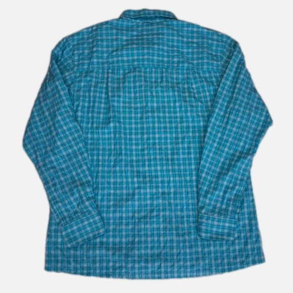 Simms Fishing Mens Green Plaid Button Down Long Sleeve Polyester Nylon Shirt L - Picture 2 of 10